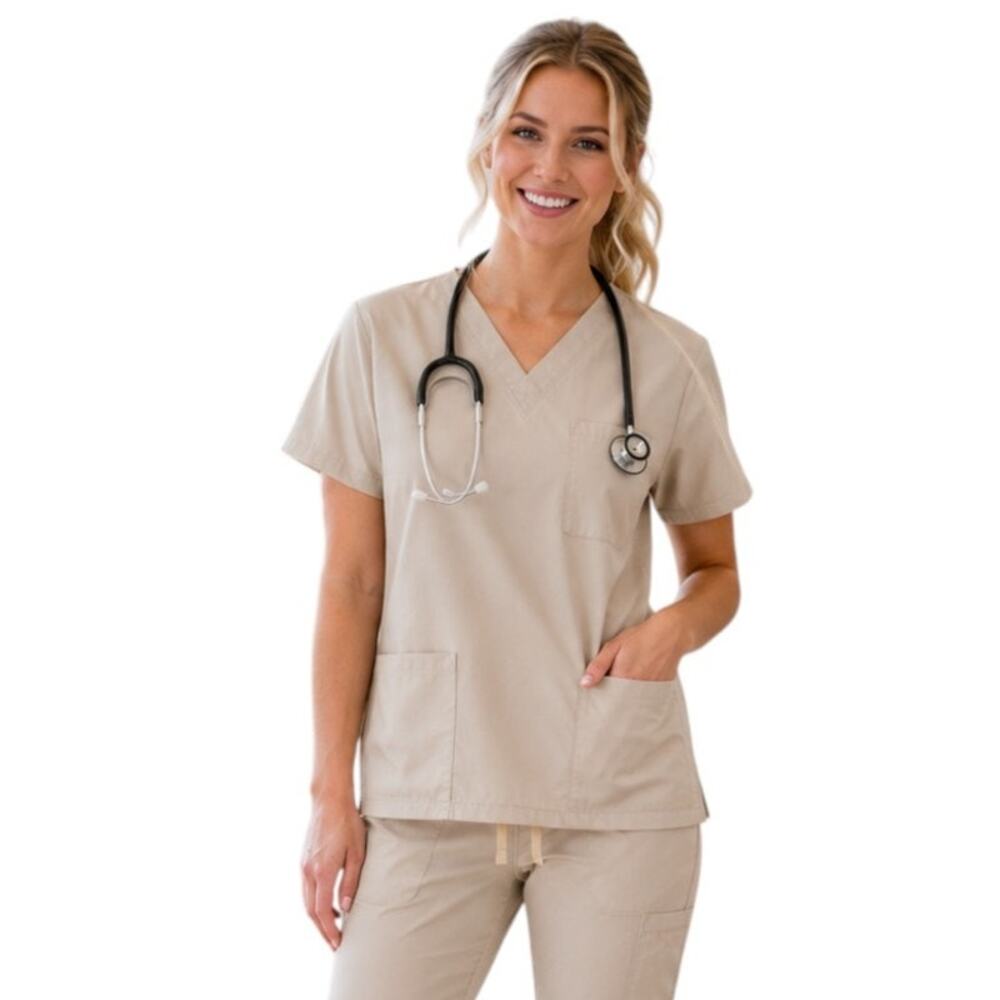 All Heart Biege Scrubs Top, S